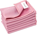 6 Pack Glass Cleaning Cloth Microfiber Cleaning Cloth for Window Eyeglass Jewelry Windshields Mirrors and Stainless Steel (Pink)