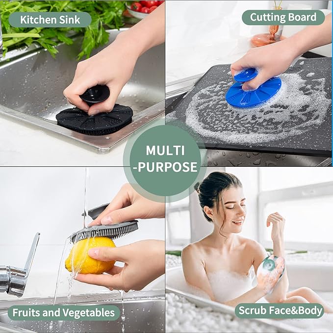 Silicone Sponge, BEAUTAIL Non-Scratch Scrub Sponges, for Washing Dishes and Cleaning Kitchen, Long Lasting and Reusable Dishwashing Scrubber, Suction Up Hang Designed, 2 Pack, Black+Olive Green