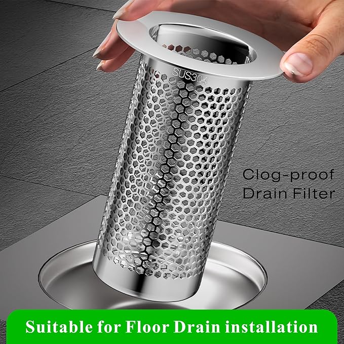 304 Stainless Steel Hair Catcher Floor Drain Bathroom Sink Drain Strainer Drain Filter (1 Piece, L-2)