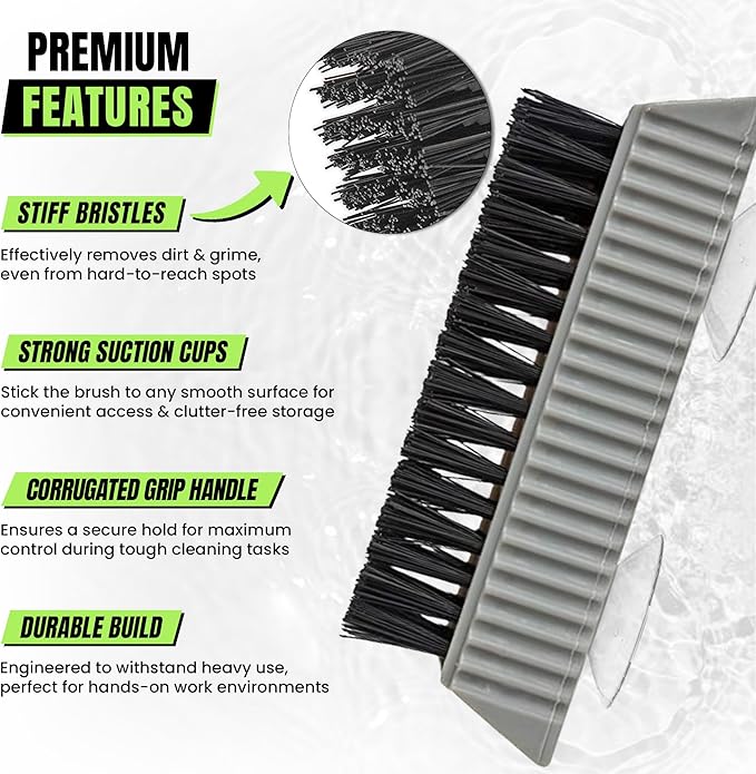 Grip Clean Nail Brush for Cleaning Fingernails – Heavy Duty Nail Brush with Extra Stiff Bristles - Fingernail Brush & Nail Scrubber Brush with Suction Cup Backing for Men & Women - 4 Pack
