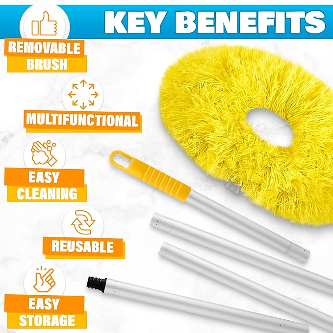 Ceiling Fan Duster Tool - Ceiling Fan Cleaner Duster or Effortless Dust Removal, Adjustable Length (up to 50 Inch Ergonomic Handle), Easy to Use and Store, Durable and Lightweight Microfiber