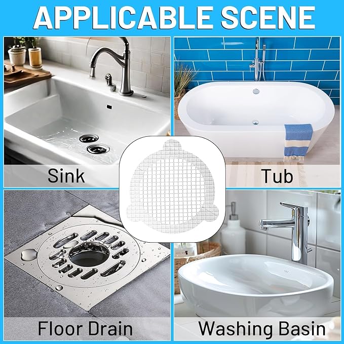 25 PCS Disposable Shower Drain Hair Catcher 3.54 Inches Round Drain Hair Catcher Stickers for Bath & Kitchen - Hair Catcher Shower Drain Cover for Human & Pet Hair - Mesh for Bathtub & Laundry