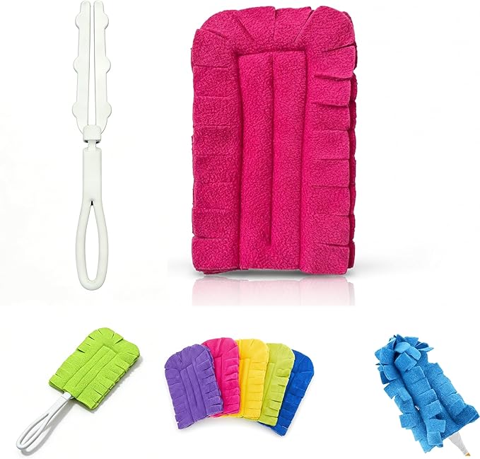 Duster Refills Reusable, 360° Electrostatic Duster Refills - The Sustainable Choice for A Dust-Free Home - Washable Reusable Duster Refills with Microfiber Dusting Heads for Home Cleaning (Rose red)