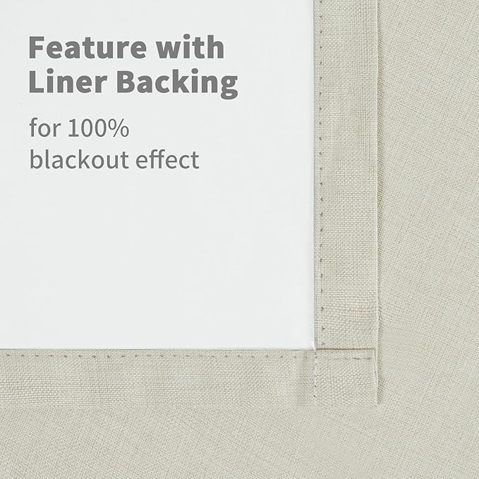 YoungsTex Stone Linen Blackout Curtains 84 Inch Length, Grommet Thermal Insulated Full Room Darkening Long Window Drapes for Bedroom Living Room, 2 Panels, 52 X 84 Inch