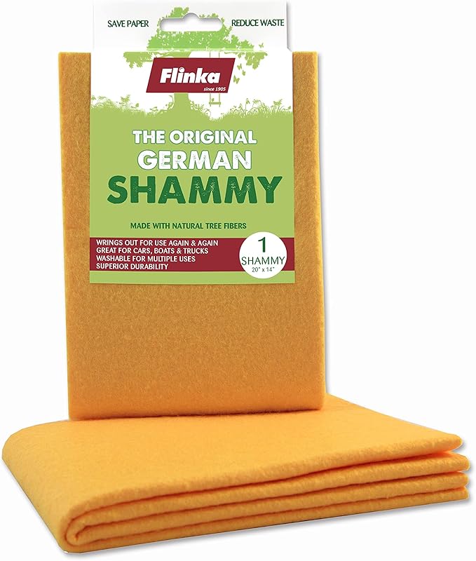 Flinka The Original Reusable Shammy Cloth 20" x 14" - Super Absorbent Chamois Towel - Great for Cars, Boats, Trucks, and RVs - Natural Viscose Sponge Cloth - Eco Friendly (1 Pack)