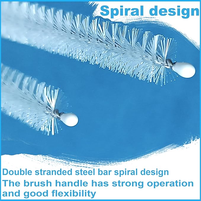 Straw Brush Long 10 Inch, Straw Cleaner Brush of Bristles Diameter 10 mm, Straw Cleaning Brush with Stainless Steel Nylon Bristles for Cleaning Stanley, Straws,Sippy Cup, Tumbler, Test Tube (4 PCS)