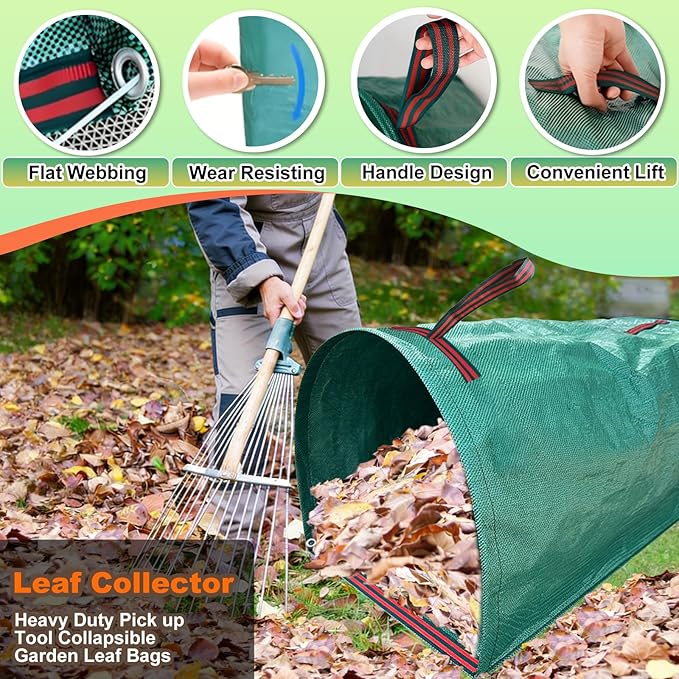 72 Gallon Leaf Collector, Reusable Yard Dustpan-Type Garden Bag, Heavy Leaf Pick up Tool Collapsible Lawn and Leaf Bag, Large Garden Yard Waste Container for Leaves, Lawn Debris, Grass Clippings