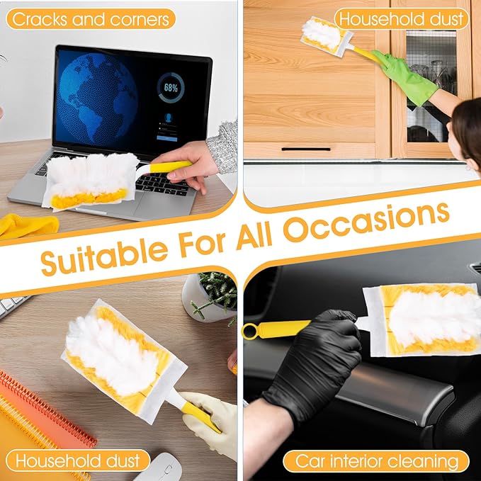 120 Pcs Duster Refills, Electrostatic Disposable Dusters Refills Compatible with Duster, Bulk Heavy Duty Dusters Refill for Blinds Ceiling Fans Furniture Multi-Surface Dusting, Unscented(Orange)