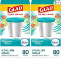 Glad Small Trash Bags 4 Gallon, Febreze Bahama Bliss Garbage Bags, Odor Resistant with Drawstring, 80 Count (Pack of 2)