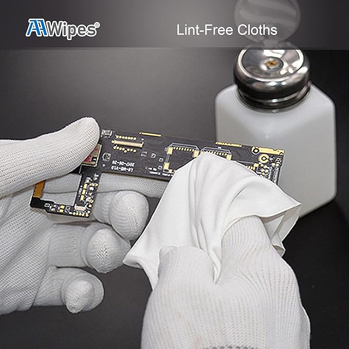 AAWipes Cleanroom Polyester Wipers 4"x4" (Bag of 400 Pcs) Double Knit 100% Polyester Wipes Lint Free Cloths with Ultra-fine Filaments, Laser Sealed Edge, Class 100 Cloths, Ultra-Soft Wipes