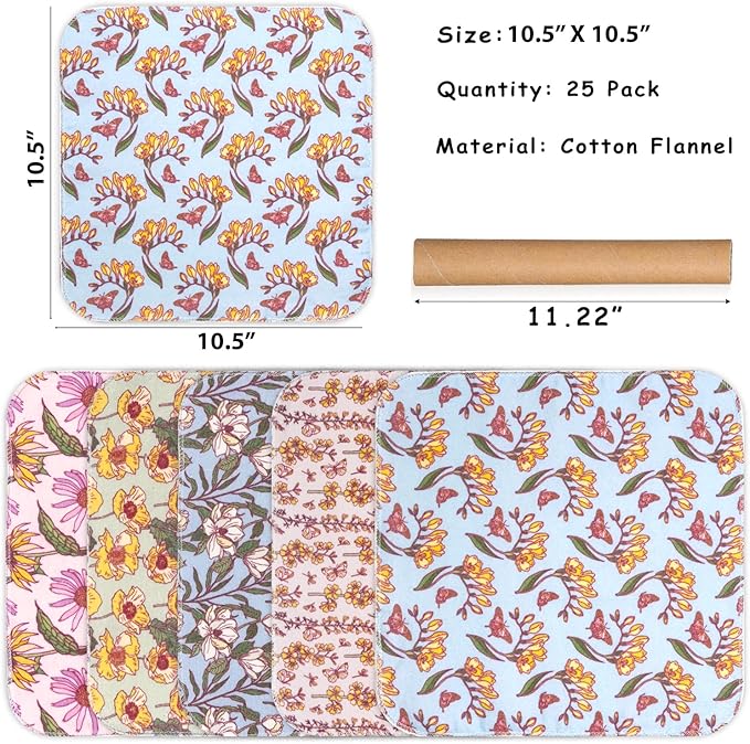 25 Pack Reusable Tissue Paperless Towel Roll Washable Cotton for Kitchen Towels Zero Waste Products Replacement Tissue (RT-H)
