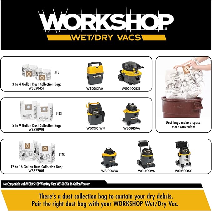 WORKSHOP Wet/Dry Vacs Shop Vacuum Accessories WS17801A Dusting Brush Attachment for Wet Dry Vacuum Cleaners, Fits 1-7/8-inch Extension Wands and Hoses