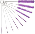 10" Tube Cleaning Brush Set, 10 Pack, Extra Long Nylon Straw Brushes with Flexible Handles for Bottles, Cleaning Straws, Pipe Cleaners, Keyboard, Glass, Guns, Detailing and Deep Cleaning, Purple