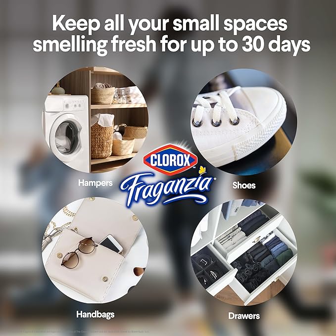 Clorox Fraganzia Deodorizing Balls with Lavender and Eucalyptus Scent, Shoe and Bag Odor Eliminator Balls for Shoes Lockers and Gym Bags with Long Lasting Freshness, 6 Count