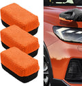 3PCS Premium Microfiber Applicator, Car Wash Sponge, Car Detailing Sponge Applicator, Universal Ceramic Coating Applicator Sponge Car Accessories for Car Paint, Metal, Plastic Trim, Glass