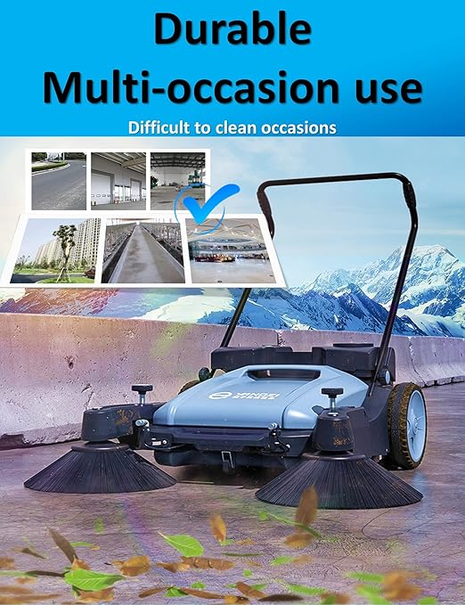 Walk Behind Floor Sweeper Manual,41" Wider Path & 55L Larger Capacity, Industrial and Commercial Sweeper for Rapid Cleaning in Warehouse,Park,Shop,Yard,Farm,Street,and Outdoors Indoors