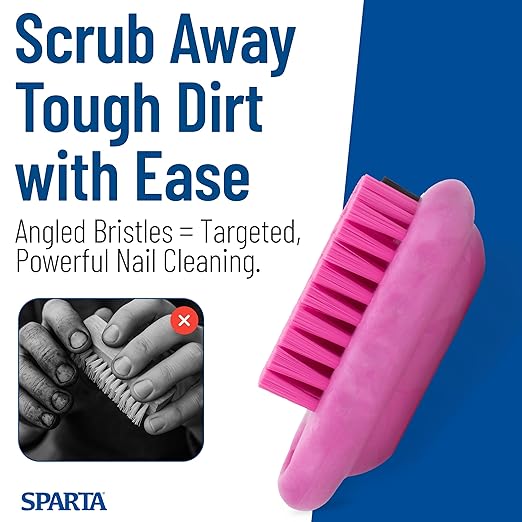 SPARTA Nail Scrub Brush Commercial-Grade, Heavy-Duty Hand and Fingernail Brush with Stiff Bristles for Gardeners, Mechanics, And Foodservice Personnel, Plastic, 5 Inches, Pink