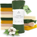 24 Pack Multicolored Reusable unPaper Towels - Nature Friendly - Organic Cotton Alternative - Thick, Strong, Paperless Kitchen Dish Cloths - Reusable Napkins - Dish Towels - Cloth Napkin