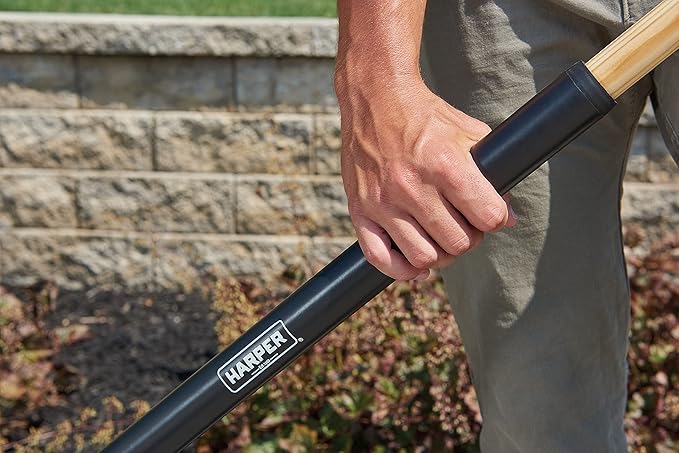 Harper 24 Inch Push Broom with Stiff Bristles, Premium Heavy Duty Outdoor Wet/Dry Rough-Surface, for Mulch, Gravel, Oil Dry, Dirt, Soil, with Long Wooden Handle