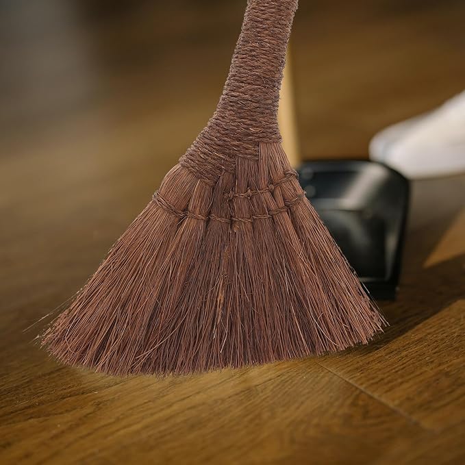 Small Cleaning Broom for Home Lightweight Sweep The Bed Brush Soft Synthetic Bristles Mini Hand Broom Hanging Rope for Furniture and Carpet Dust Removal Compact