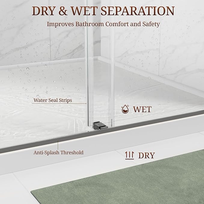 56-61" W x 66" H Bathtub Shower Door, Double Sliding Bathtub Glass Door with 3/8" (10mm) SGCC Tempered Glass, Dual 304 Stainless Towel Bars Bathroom Shower Door for Bathtub (Gunmetal)