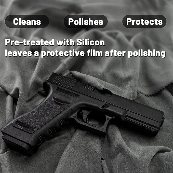 PINGMIC 12 ''×12 '' Silicon Gun Cloth and Gun Cleaning Cloths, for Firearm Cleaning and Polishing - Lint-Free Gray Cloth