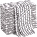 Homaxy 12 Pack Kitchen Dish Cloths, Ultra Soft and Absorbent Dish Towels, Reusable Fast Drying Microfiber Cleaning Cloth, Coral Velvet Wave Design No-lint, 10 x 10 inches, Grey