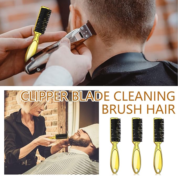 Patelai 12 Pcs Barber Clipper Brush Blade Trimmer Cleaning Brush for Fades Nail Neck Duster Manicure Salon(Gold)