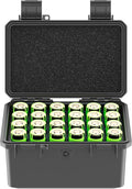 KIWIFOTOS 24 Slots 21700/20700 Battery Storage Case IP67 Waterproof Hard Case Batteries Caddy Organizer Holder for Household & Outdoor Camping (Battery Not Included)