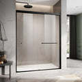 60" W x 72" H Double Sliding Frame Shower Door with 5/16" Clear Tempered Glass,Stainless Steel Roller Brackets,Waterproof Threshold Track,Easy-Cleaning Coating & Towel Bar/Knob, Matte Black