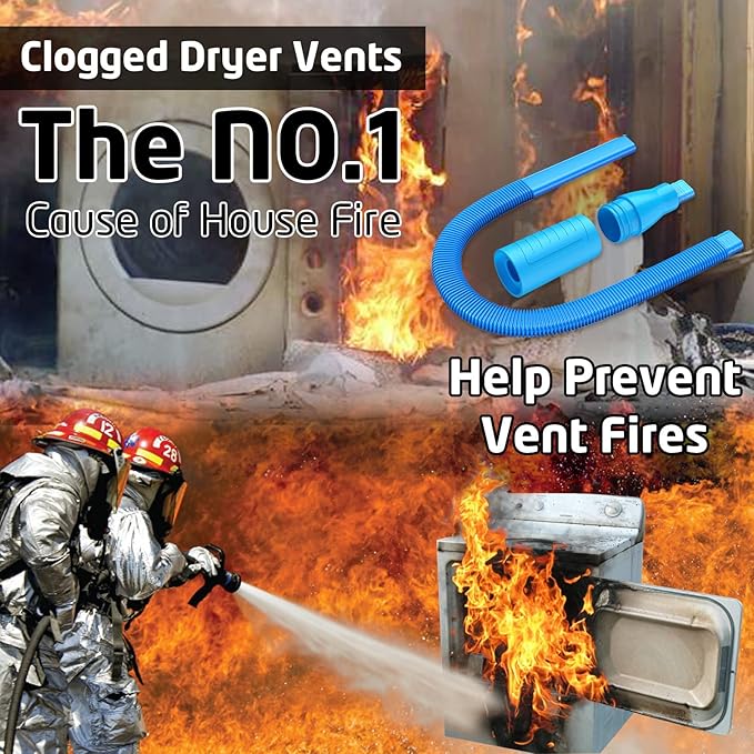 Dryer Vent Cleaner Kit Vacuum Attachment - Multiple Combinations V1 Lint Remover Power Washer and Vacuum Hose Quickly Removes Lint