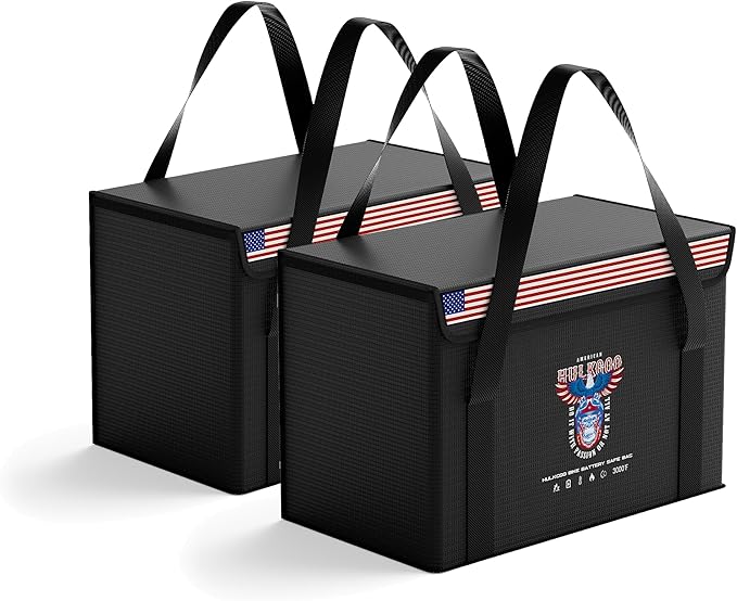 12V 100Ah LiFePO4 Lithium Battery Fireproof Safe Bag Large Capacity Explosion-Proof Battery Bag LiPO Safe Bag Waterproof Battery Storage Box(14 * 9.5 * 7.8inch), 2-Pack
