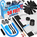 22-Piece 50-Feet Dryer Vent Cleaner Kit, Dryer Vent Cleaning Kit Lint Remover with Dryer Vent Brush, Vacuum Hose Attachment Cleaning Tools, Flexible Lint Trap Brush, Vacuum & Dryer Adapters