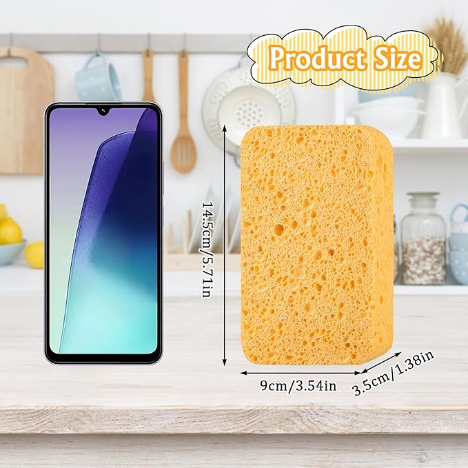 Large Sponge Non-Scratch, Super Absorbent Heavy Duty Large Sponges for Cleaning, Car Wash Sponge for Home/Kitchen/Boat Bail & Car Washing (5.71x3.54x1.38 Inch)