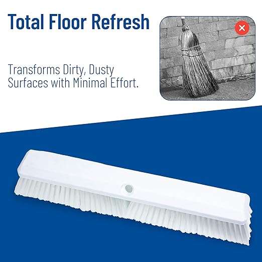 SPARTA 41890EC02 Omni Sweep Plastic Push Broom Head, Heavy Duty, Industrial Broom With Color Code System For Outdoor, Indoor, Garage, Concrete, Patio, Kitchen, Bathroom, 18 Inches, White
