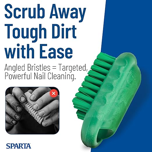 SPARTA 5 Inch Hand and Nail Brush with Stiff Polyester Bristles, Polypropylene Body, Color Coded Scrub Brush for Commercial Foodservice and Industrial Use, Green