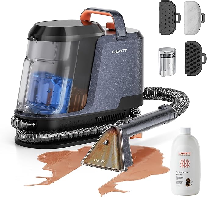 uwant Portable Carpet and Upholstery for Deep Cleaner, 18Kpa Carpet Cleaner Machine for Cars, Pets with Cleaning Tool and Self Cleaning Set of 1 for Spot, Rug, Couch