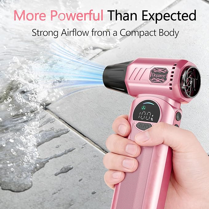 Air Duster, Compressed Air Duster Pink, Rechargeable Cordless with Adjustable Speed, LED Light & 8000mAh Battery, 150000 RPM for Keyboard, PC & Car Cleaning