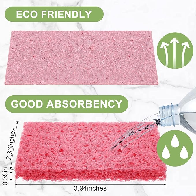 Zhengmy 300 Pieces Sponges Kitchen Compressed Sponges Bulk Natural Dish Sponge Compressed Wood Pulp Cleaning Sponge Without Scratching for Kitchen Bathroom, 3.9 x 2.4 x 0.12 Inch (Multicolor)