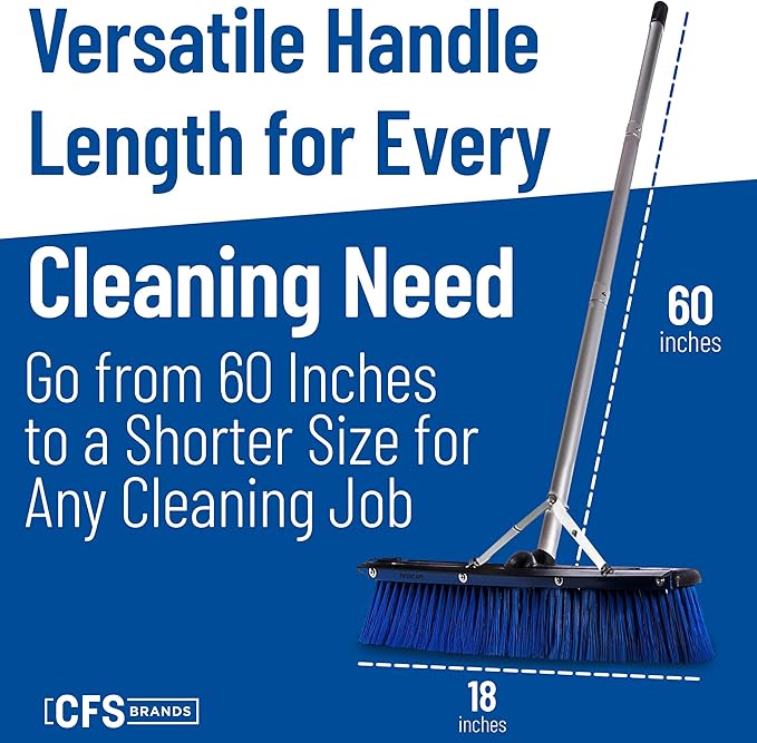 SPARTA 3621961814 Sweep Complete Aluminum Handle Floor Sweep with Squeegee, Plastic Bristles, 18" Length, 3" Bristle Trim, Blue