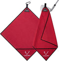 Magnetic Golf Towel - Exclusive Cleaning Pocket–18"x18"–Strong Magnet for Golf Cart or Clubs, Spot-Clean Design, Ultra Absorbent Waffle Microfiber–Golf Accessories & Gift for Men(Red 1 Pack)