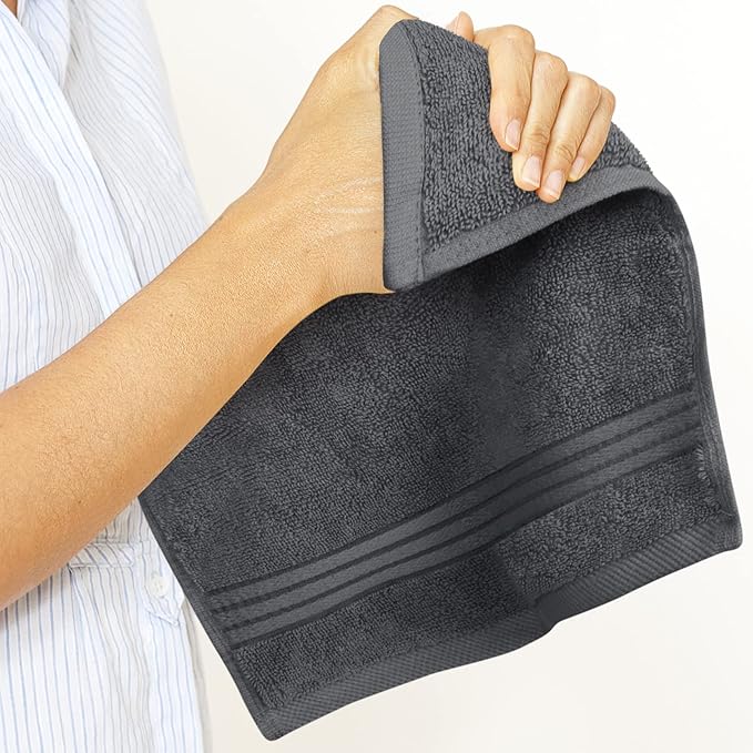 Utopia Towels 12 Pack Premium Wash Cloths Set, 12 by 12 Inches, 100% Cotton Ring Spun, Highly Absorbent and Soft Feel Washcloths for Bathroom, Spa, Gym, and Face, Grey