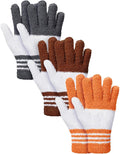 Patelai 3 Pairs Microfiber Plant Dusting Gloves Leaf Cleaning Gloves for Indoor Plants, Blinds, Furniture, House(Small,Gray, Orange, Brown)