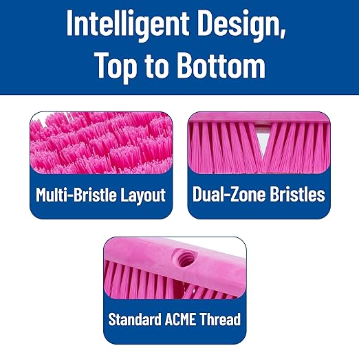 SPARTA 41891EC26 Omni Sweep Plastic Push Broom Head, Heavy Duty, Industrial Broom With Color Code System For Outdoor, Indoor, Garage, Concrete, Patio, Kitchen, Bathroom, 24 Inches, Pink, (Pack of 12)
