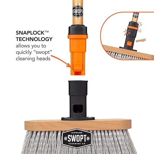 SWOPT Premium Smooth Surface Straight Broom Head — Cleaning Head Interchangeable with All SWOPT Cleaning Products for More Efficient Cleaning and Storage — Picks Up Fine Particles and Pet Hair
