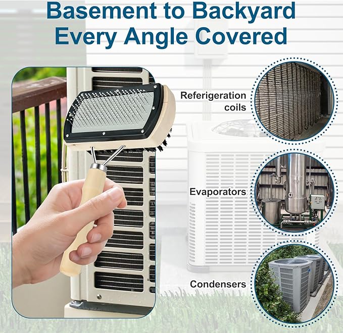 Cenipar Air Conditioner Coil Cleaning Brush Kits - Double Sided HVAC Brush AC Coil Cleaner Brush and Metal Radiator Fin Comb Compatible with Air Conditioner HVAC Fin Comb Straightener