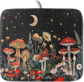 Black Mushroom Dish Drying Mat for Kitchen Counter Leaves Botanical Microfiber Dish Rack Mat Drainer Pad Washable Absorbent Dry Mat 16x18 Inch