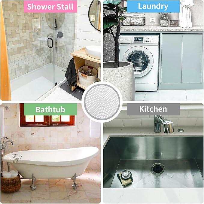 Ohtomber Shower Drain Hair Catcher - 2PCS 4.72” Shower Stall Sink Drain Cover Strainer, Stainless Steel Bathtub Hair Filter Trap Stopper, Bathroom Floor Screen Protector with Silicone Rim