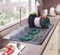 Silicone Dish Drying Mat for Multiple Usage, Easy clean, Eco-friendly, Heat-resistant Dish Drainer Mat for Kitchen Counter,Sink,Refrigerator or Drawer liner (18" x 16", Green)