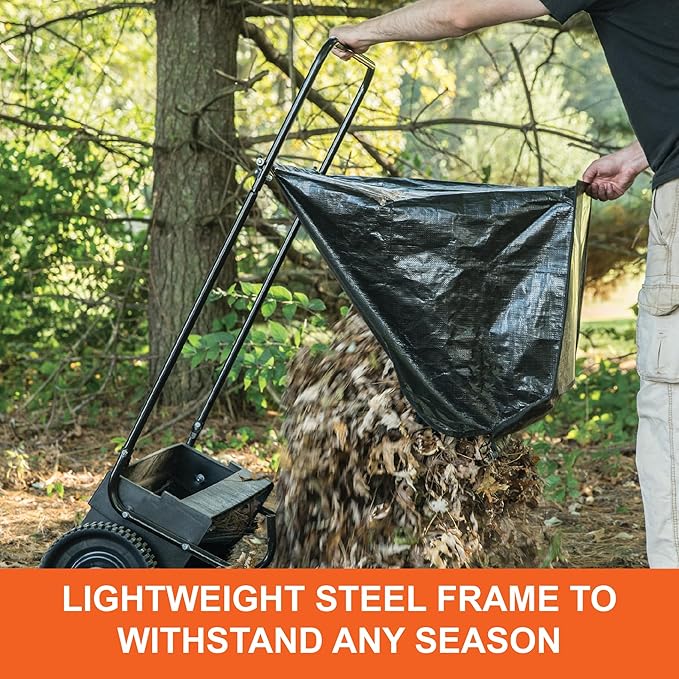 Agri-Fab 45-0218 " 26" Push Behind Lawn Sweeper, 7 cu. ft Hopper Bag Capacity; Leaf & Grass Catcher, with Adjustable Brush Height